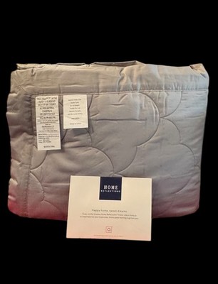Home Reflections QVC King Size Gray Cotton Quilted Coverlet Blanket Cover New