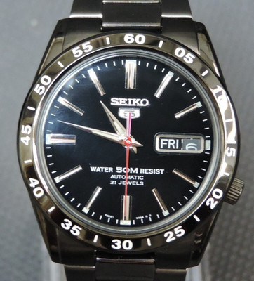 Seiko 5 Day-Date Automatic Watch 7S26-02T0 Men's Black, Working Condition