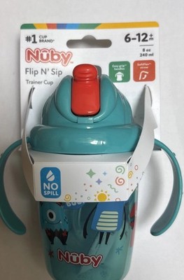 Nuby Flip n Sip Strohhalmbecher mit Griffen 240 ml 6m + Baby Training Lernbecher