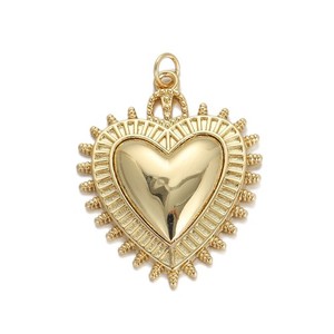 Authentic 1PC 18K Gold Plated Heart Sunshine Sunburst Charm Pendant 25X35mm GYJ89