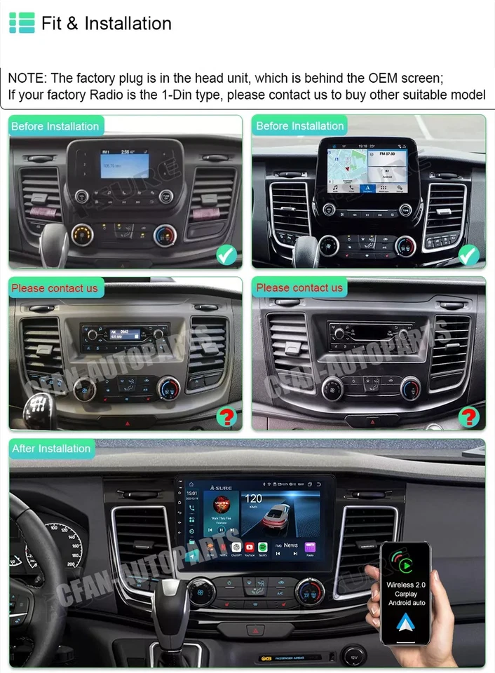 PARA FORD TRANSIT 150 250 350 2020-2024 ANDROID 14 RDS GPS NAVEGACIÓN WIFI RADIO CARPLAY Foto 3 de 4