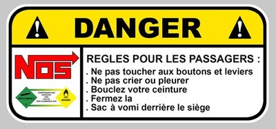 STICKER NOS GEFAHR ACHTUNG LACHGAS SYSTEM AUFKLEBER 12X5,5cm DA145