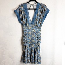 Free People Sweet Talker Mini Dress Open Back Floral Stretch Boho Womens Medium