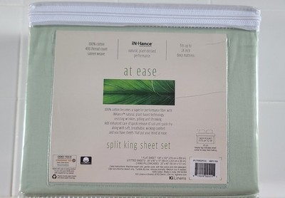 Split King Sheet Set 5 PC. 400 Thread Count 100% Cotton Sage