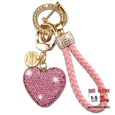 Heart Keychain Wristlet Bling Keychains For Women Key Chain For Car Keys A-pink