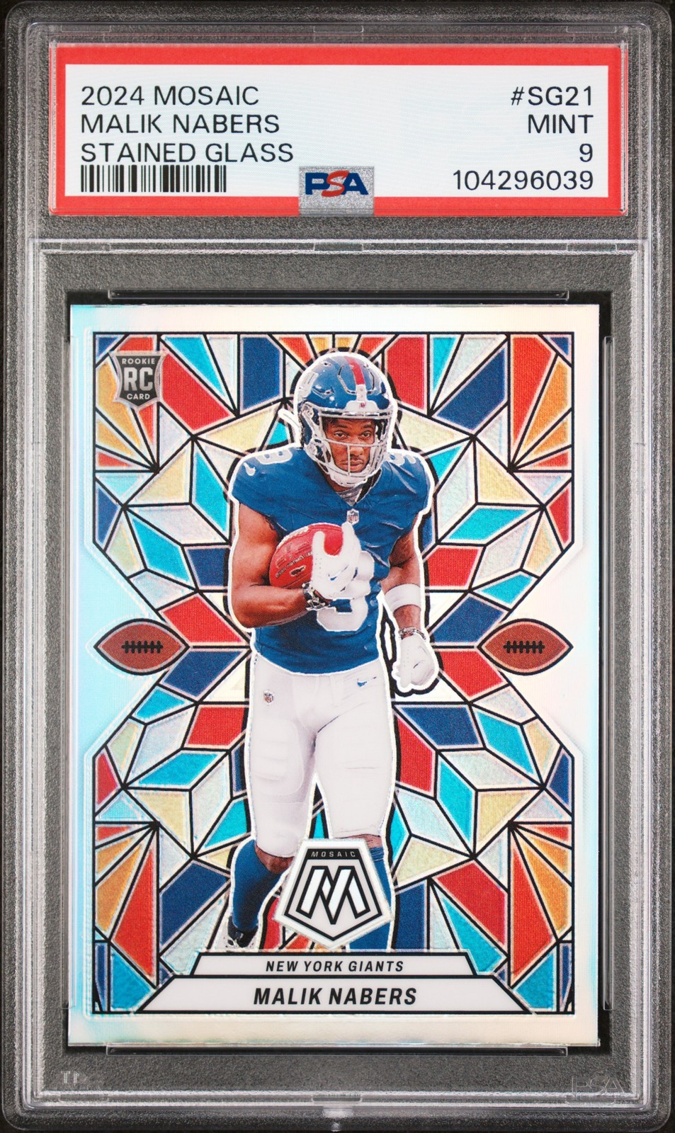 2024 Panini Mosaic Stained Glass #SG21 Malik Nabers PSA 9