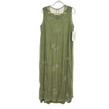 Fairycore Beaded Sheer Mesh 2 Piece Maxi Dress 18 Green Ethereal Forest Fairy