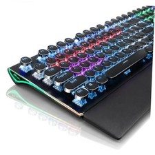S108 Typewriter Mechanical Keyboard, Wired blue switch black rainbow backlit thumbnail