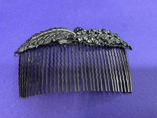 Vintage SNK GUNMETAL CRYSTAL HAIR COMB