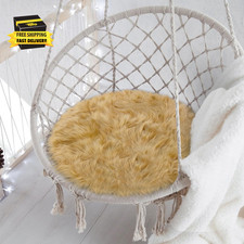 15.7 Inches Mini Khaki round Faux Fur Sheepskin Area Rug, Fluffy Small Circle Ru
