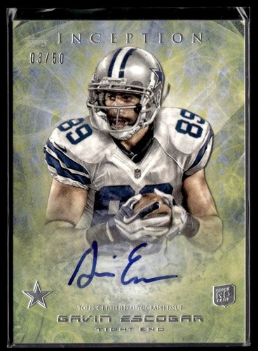 2013 Topps Inception Yellow Gavin Escobar Rookie Auto 03/50 Dallas Cowboys #135