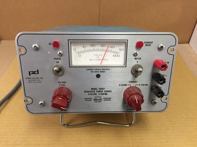 POWER DESIGNS Model 5005T 0-50VDC 0-500MA Regulated DC Power Source Supply