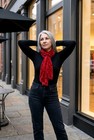 BETSEY JOHNSON NWT $58 Dark Red Crushed Velvet Women's Elegant Scarf Lace Edging — photo 5