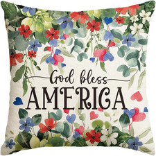 4Th of July Memorial Day Patriotic Independence Day Throw Pillow Cover, 18 X 18