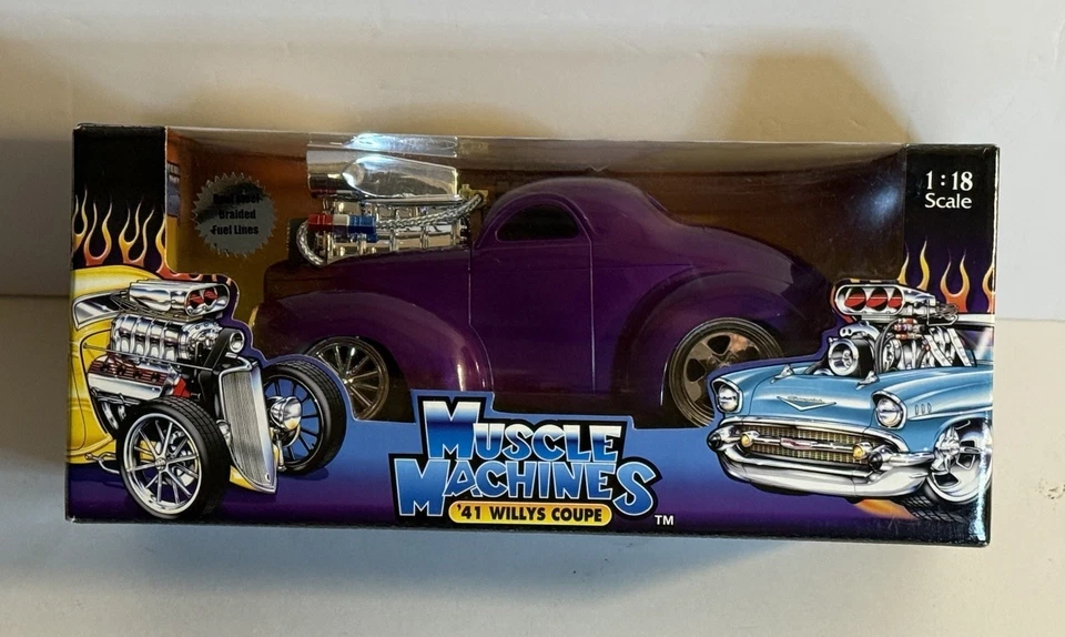 ‘41 1941 Willys Coupe Muscle Machines 1:18 (Purple) NIB - Image 2 of 4