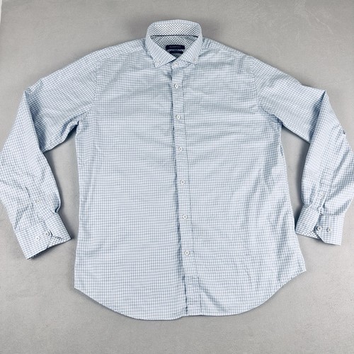 BUGATCHI Shaped Fit Flip Cuff L Shirt Houndstooth Geometric Button Up Preppy - Picture 2 of 14