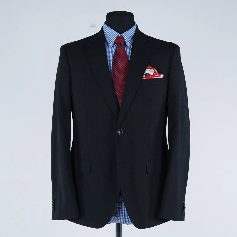 Abrigo deportivo negro para hombre 40R talla EE. UU. CONEXIÓN FRANCESA chaqueta blazer de lana Foto 4 de 4