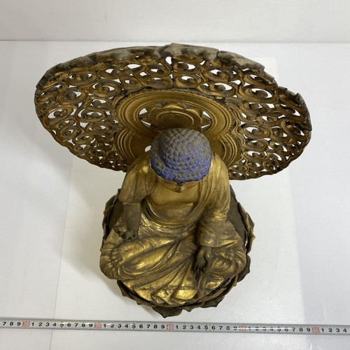 BUDDHA Amitabha Statue 19TH C EDO Antique Japanese AMIDA NYORAI Wooden 15.7 inch - Picture 11 of 20