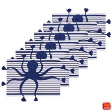 Indigo Octopus Stripes and Tassels Placemats Set of 6