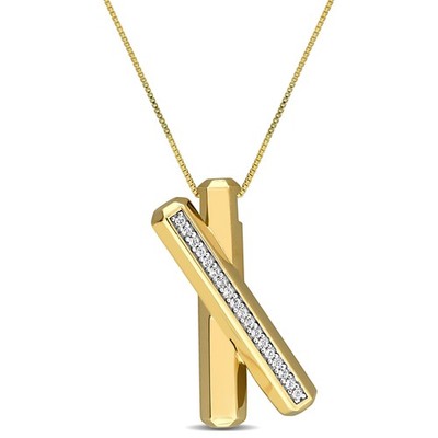 Amour gelb plattiert Sterlingsilber 1/2 kt TGW weißer Topas X Anhänger & Kette 18''