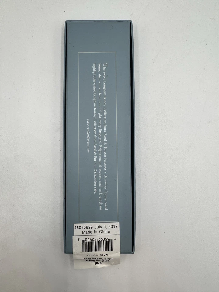 Cuchara de alimentación infantil Reed & Barton Gingham Bunny placa de níquel 2012 Foto 4 de 4