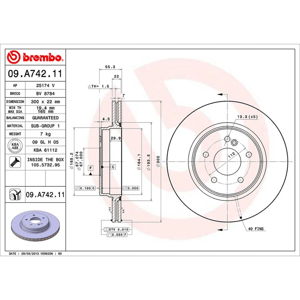 Rotores de freno de disco trasero Brembo pastillas de freno para Chrysler Crossfire 2005-2006 Foto 4 de 4