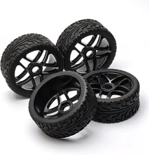 4Pcs Wheel Rim Rubber Tires RC 1:8 Off-Road Tyre 17Mm Hexagonal Joint Black
