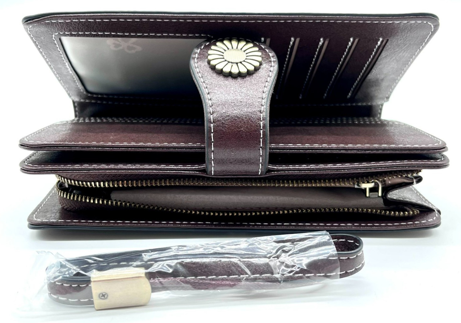 BiFold Solid Brown Leather Wallet With Multiple C… - image 3