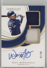 2019 Panini Immaculate Dual Materials Gold /49 Whit Merrifield #DMA-WM Auto 14zz