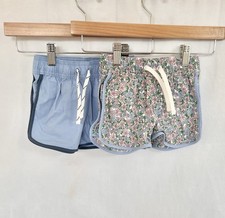 Crewcuts TWO Pair Of Shorts Blue Pink Floral Athletic Pull On Girl 4T JCrew