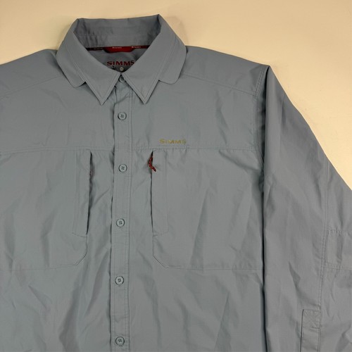Simms Mens XXL Blue 100% Polyester COR3 No Fly Zone Long Sleeve Fishing Shirt - Picture 3 of 13