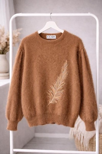 Women Escada Sweater Orange Mohair M