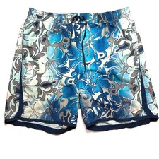 Nike Y2K Swim Trunks Blue Floral Board Shorts Mens L Beach Surf