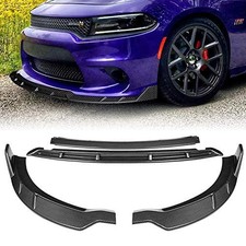 4PCS Front Bumper Lip Kit for 2015 2023 Dodge Charger SRT Splitter Carbon Look