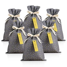 Yatinbos Fabric Gift Wrap Bags, Grey Reusable Cloth Gift Bags Sets of 6 with ...