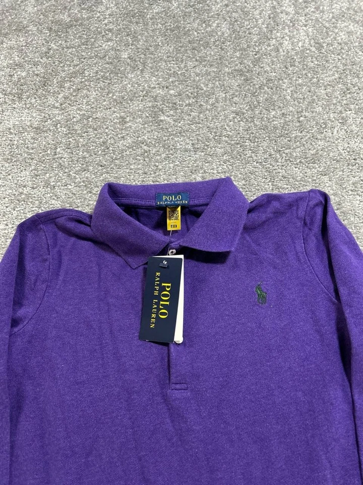 Nuevo Vestido Polo Ralph Lauren Niñas Grande Púrpura Algodón Blusa Foto 2 de 4