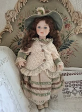 24" Large Leonardo Collection Porcelain Doll in Victorian Dress Collectable Doll