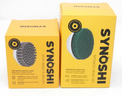 Synoshi Spin Scrubber Replacement Stiff Bristle Brush Heads & Sponge Heads NEW