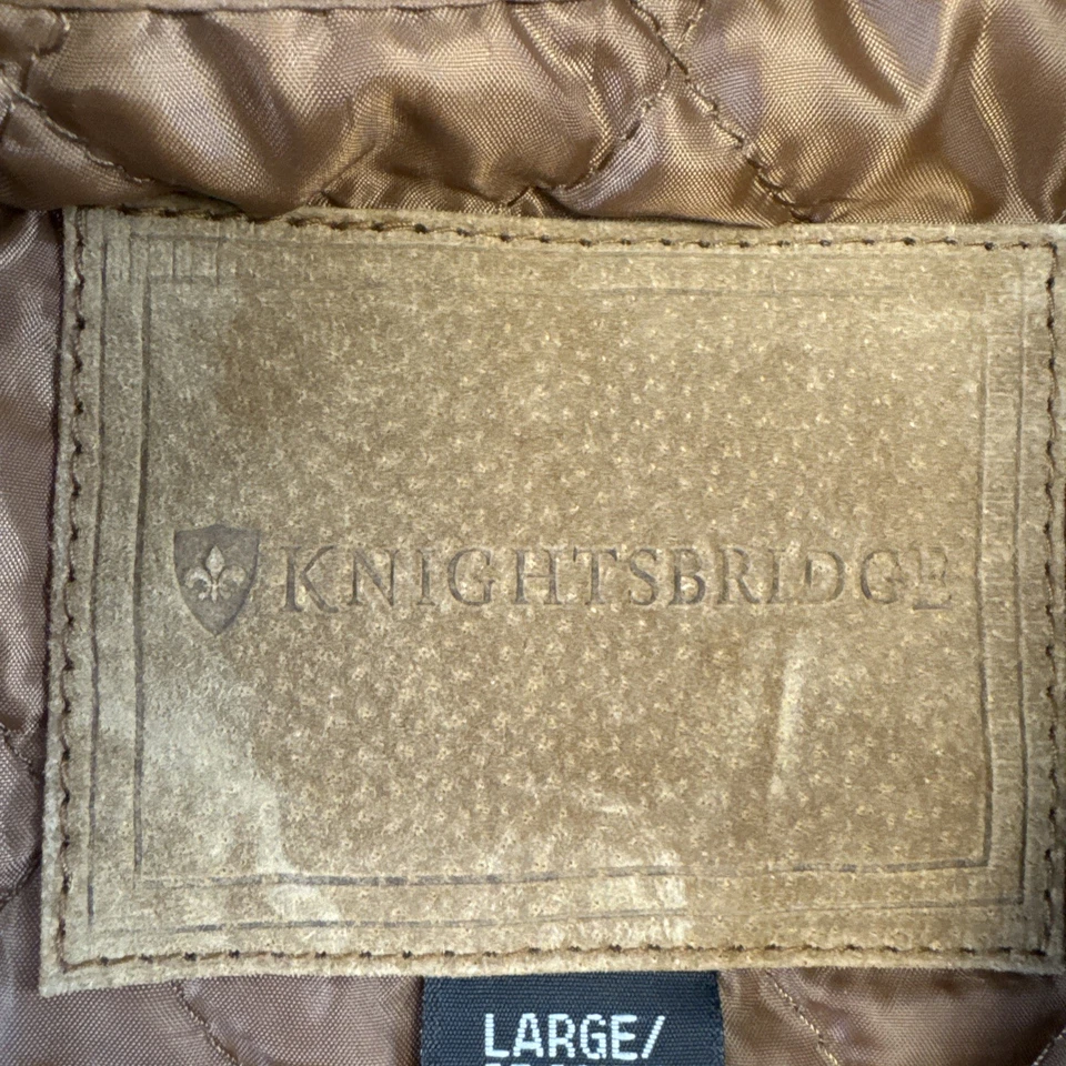 Chaqueta de cuero marrón Knightsbridge 4 botones forrada de poliéster grande para hombre Foto 3 de 4