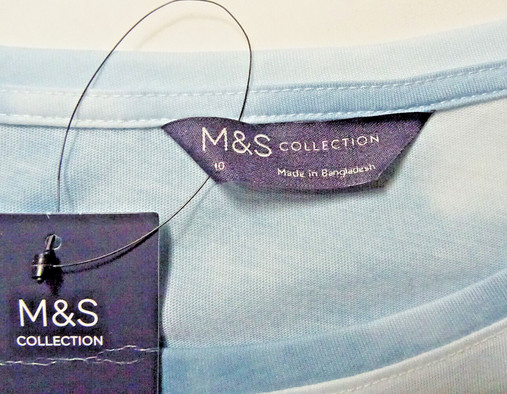 M&S Collection Relaxed T-Shirt Top Size 10 Also 12 Blue Tie Dye Print: 40" Bust image 3