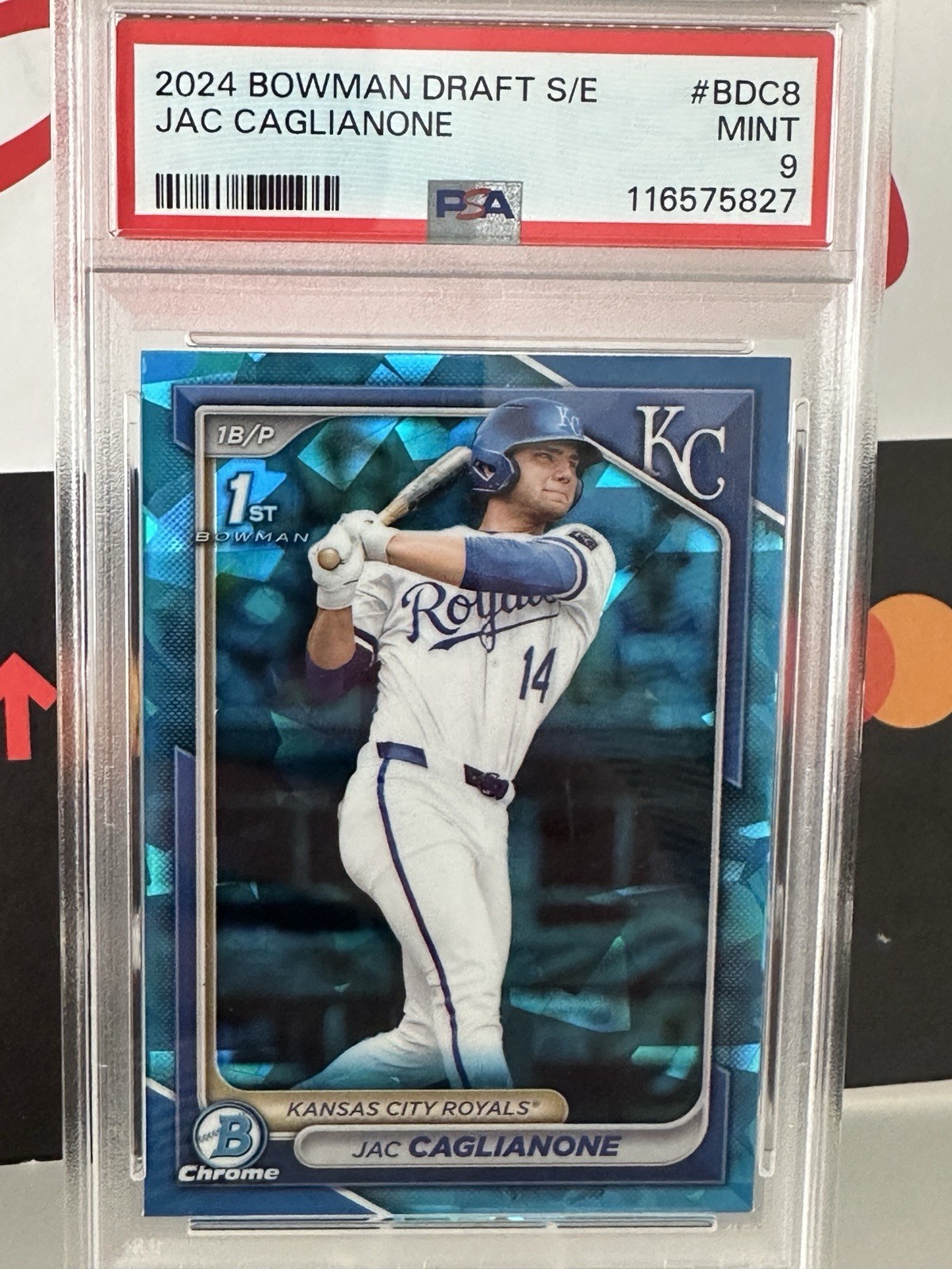 2024 1st Bowman Draft Jac Caglianone * Sapphire * Royals Color Match Ice PSA 9