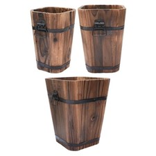 Fioriera rustica in legno a forma di botte, contenitore per piante da