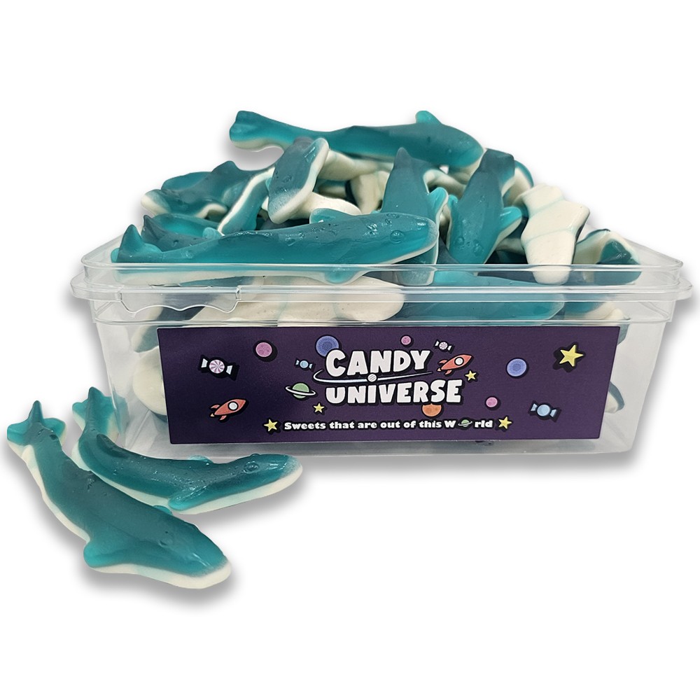 Candy Universe Giant Sharks Tub 800g - Large Fruity Chewy Jelly Shark Sweets