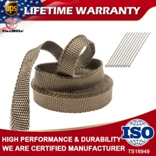 Titanium Manifold Exhaust Wrap Header Pipe 1" 50Ft Heat Insulation Tape +10 Ties