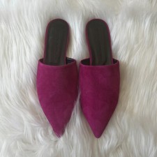 Pink Suede Pointed Toe Slides Flats   Rebecca Minkoff - Size 6.5