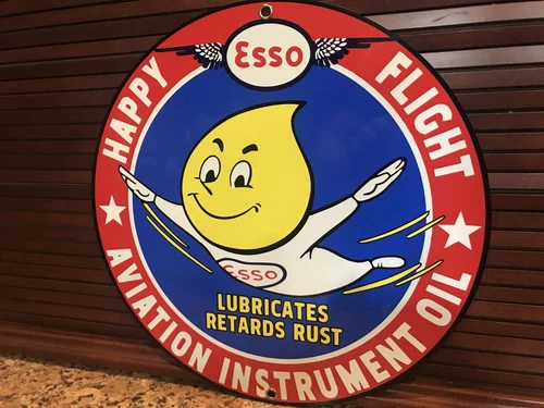 ESSO aviation Instruments garage racing Oil gasoline vintage Style  round sign