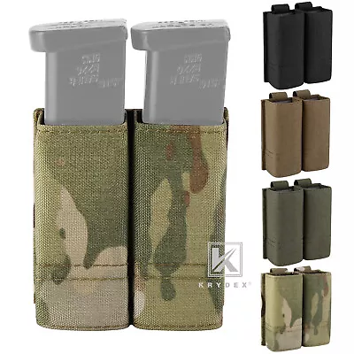KRYDEX Tactical 9mm Pistol Magazine Pouch Mag Holder Duty Belt / MOLLE Mounted