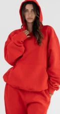 Comfrt Minimalist Limited Edition Crimson Oversized Hoodie Size Large -Unisex
