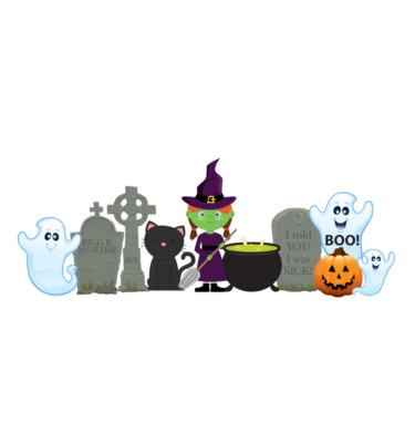 Witch and Ghosts Outdoor Decor Halloween Outside Stand Up Decoration Standee 