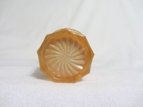 VINTAGE E.E.BOWMAN HELLBRAUN BEIGE SCHLACKE GLAS DIAMANT SPITZE OFFEN SALZ DIP KELLER - Bild 2 von 4